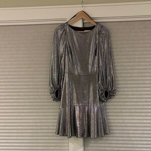 Eliza J Silver Long Sleeve Dress